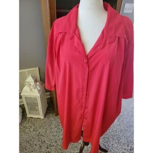 CST‎ Studio Women's 4X Red Button Down Shirt 3/4 Sleeve Collared